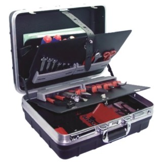 Sgos Plastic Tool Case Wheeled 215 mm x 465 mm x 352 mm Black with 3 Compartments 2 Movable Trays 6.4 kg 4UNIVERSELLETR