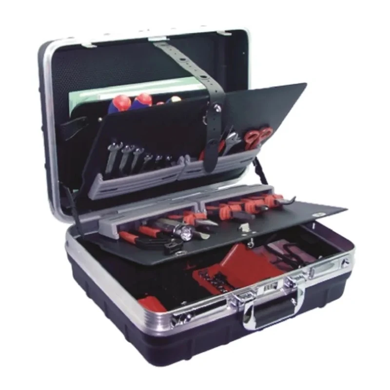 Sgos Plastic Tool Case Wheeled 215 mm x 465 mm x 352 mm Black with 3 Compartments 2 Movable Trays 6.4 kg 4UNIVERSELLETR
