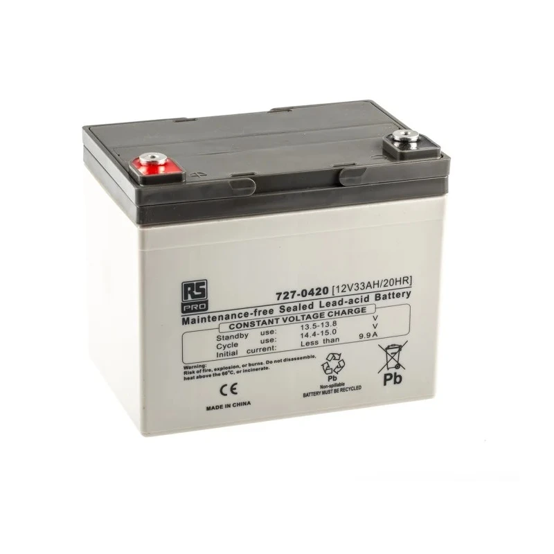RS PRO 12 V T6 Sealed Lead Acid Battery 33 Ah, AGM Construction, 164mm x 195mm 727-0420