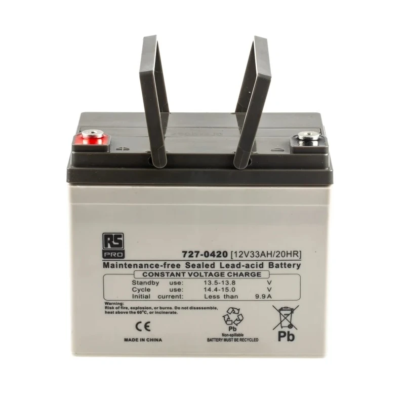 RS PRO 12 V T6 Sealed Lead Acid Battery 33 Ah, AGM Construction, 164mm x 195mm 727-0420