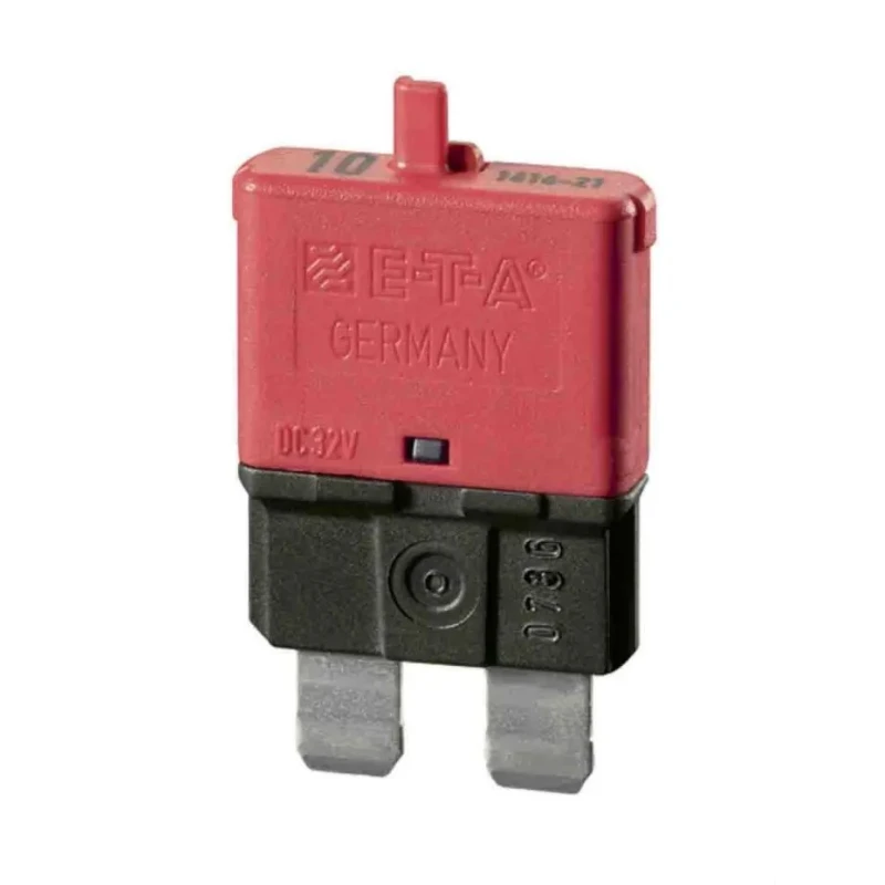 ETA Thermal Circuit Breaker, 1-Pole, 10A Current Rating, 32 V dc, Series 1616, 6mm Width 1616-21-10A