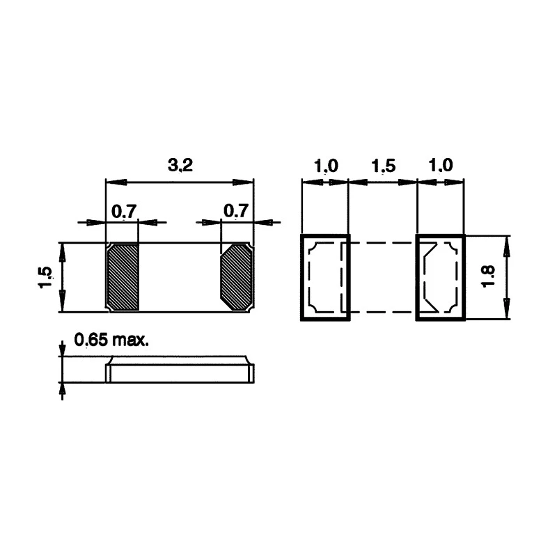Micro Crystal 32.768 kHz Crystal 9pF ±20 ppm Surface Mount 2-Pin 0.65x3.2x1.5mm CM7V-T1A