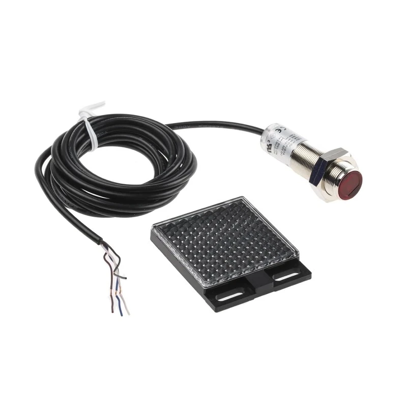 RS PRO Retroreflective Photoelectric Sensor Barrel Style 50 mm to 7 m Detection Range NPN Output IP67 729-5110