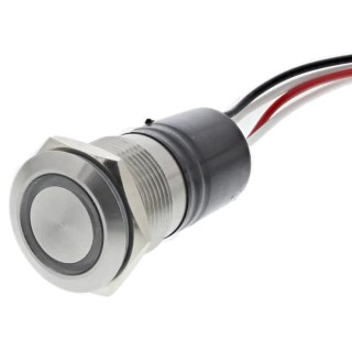 Bulgin Illuminated Momentary Push Button Switch Panel Mount SPST Blue LED IP66 24 V dc MPI002