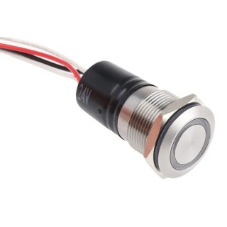 Bulgin Illuminated Push Button Switch Momentary Panel Mount 19.2 mm Cutout SPST Blue LED IP66 24 V dc MPI002