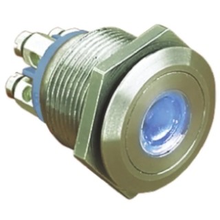 Bulgin Illuminated Momentary Push Button Switch Panel Mount 19.2 mm Cutout SPST Blue LED IP66 24 V dc MPI001
