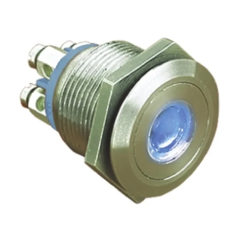 Bulgin Illuminated Momentary Push Button Switch Panel Mount 19.2 mm Cutout SPST Blue LED IP66 24 V dc MPI001