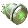 Bulgin Illuminated Push Button Switch Momentary Panel Mount 19.2 mm Cutout SPST Green LED IP66 24 V dc MPI001