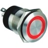 Bulgin Illuminated Push Button Switch Panel Mount Momentary 19.2 mm Cutout SPST Red LED IP66 24 V dc MPI002