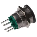 Bulgin Series Illuminated Push Button Switch, Momentary, Panel Mount, 19.2 mm Cutout, SPST, Green LED, IP66, 24V DC MPI002