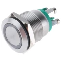 Bulgin Illuminated Push Button Switch, Momentary, Panel Mount, 19.2 mm Cutout, SPST, Green LED, IP66, 24 V dc MPI002