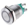 Bulgin Illuminated Push Button Switch, Momentary, Panel Mount, 19.2 mm Cutout, SPST, Green LED, IP66, 24 V dc MPI002