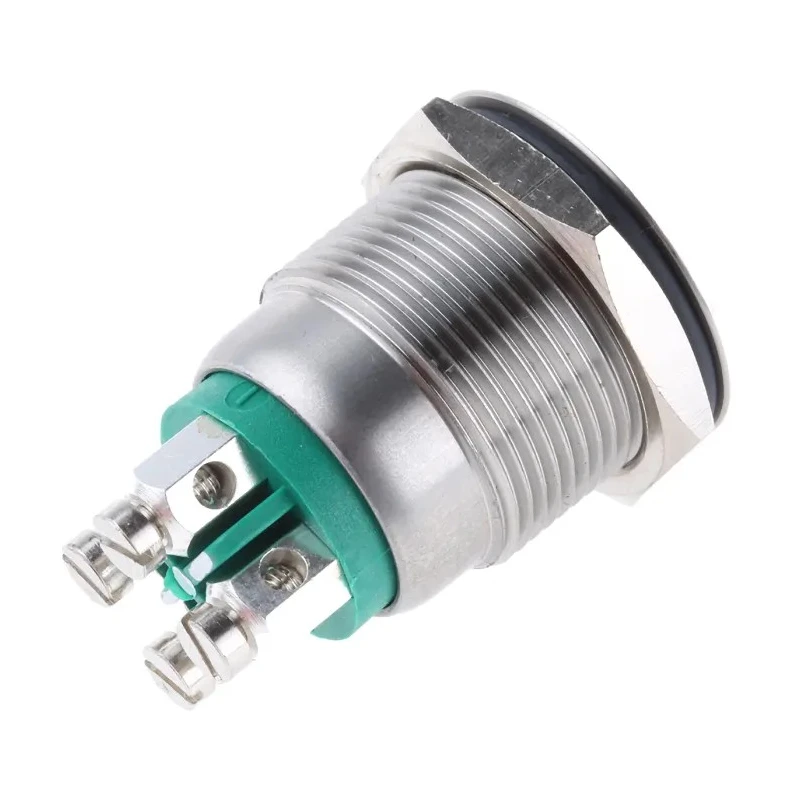 Bulgin Illuminated Push Button Switch, Momentary, Panel Mount, 19.2 mm Cutout, SPST, Green LED, IP66, 24 V dc MPI002