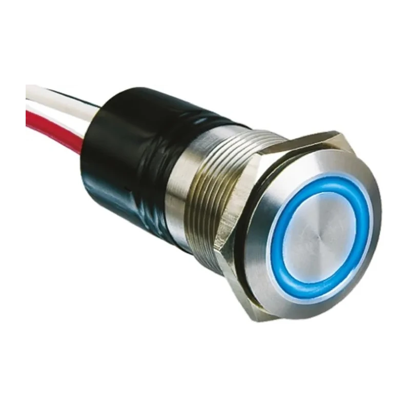 Bulgin Illuminated Push Button Switch Momentary Panel Mount SPST Blue LED IP66 28V dc 250V AC MPI002
