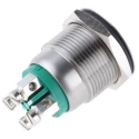 Bulgin Illuminated Momentary Push Button Switch, Panel Mount, 19.2 mm Cutout, SPST, Green LED, IP66, 24 V dc MPI002