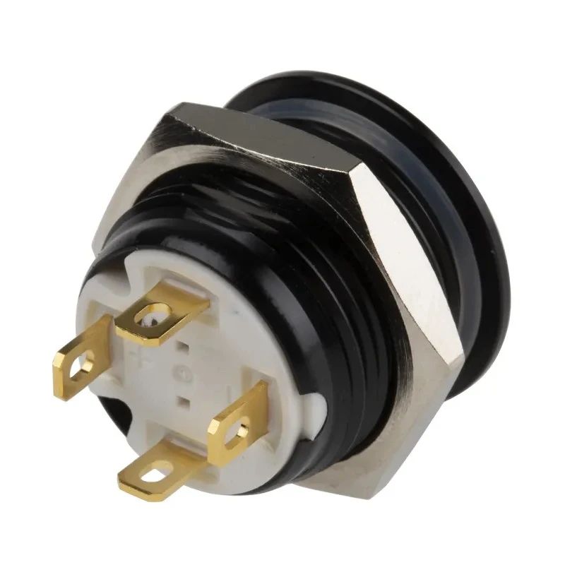 KNITTER-SWITCH Illuminated Vandal Proof Push Button Switch Momentary Panel 16 mm Cutout SPST White LED MAV16CBRE-1-JR-12V