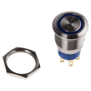 KNITTER-SWITCH MAV Series Illuminated Vandal Proof Push Button Switch, Momentary, Panel Mount, 19.2 mm MAV19A0F20E-724-JR