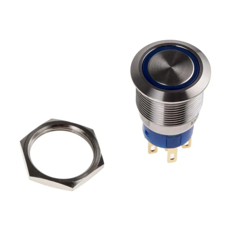 KNITTER-SWITCH MAV Series Illuminated Vandal Proof Push Button Switch, Momentary, Panel Mount, 19.2 mm MAV19A0F20E-724-JR