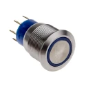 KNITTER-SWITCH MAV Series Illuminated Vandal Proof Push Button Switch, Momentary, Panel Mount, 19.2 mm MAV19A0F20E-724-JR