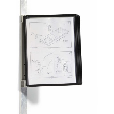 Durable VARIO Wall Mount 5-Panel Magnetic Display Document Holder A4 Polypropylene Black 5914-01