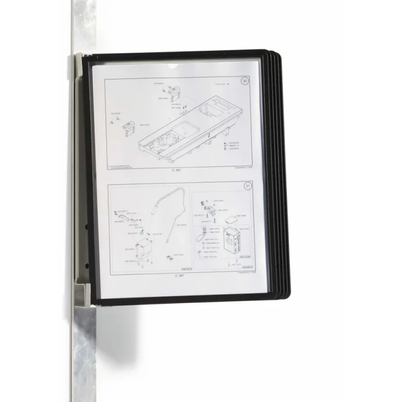 Durable VARIO Wall Mount 5-Panel Magnetic Display Document Holder A4 Polypropylene Black 5914-01