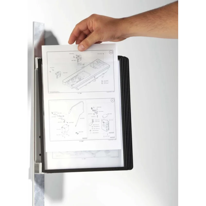 Durable VARIO Wall Mount 5-Panel Magnetic Display Document Holder A4 Polypropylene Black 5914-01