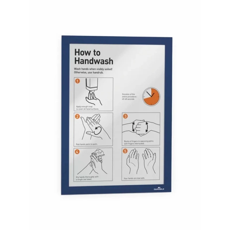Durable Blue A4 Document Display Polyvinyl Chloride Notice Board 323mm Height 236mm Width 4872-07