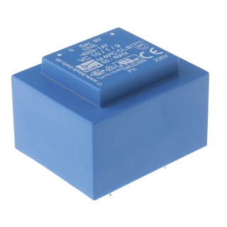 Block 9 V AC 1 Output Pin PCB Transformer 10 VA, Pin Mount, C-UL-US, ENEC 10 (VDE) VC 10/1/9