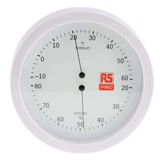 RS PRO Analogue Thermohygrometer Hygrometer, 60 °C Max, ±5% Temperature Accuracy, 80% RH Max, Model 165-1486