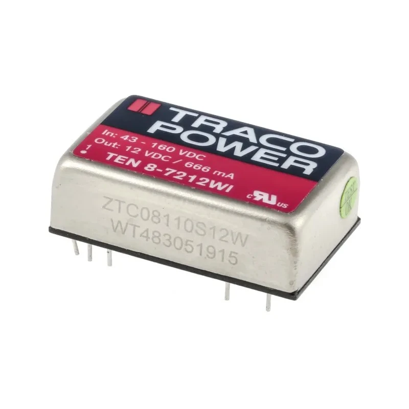 TRACOPOWER 8 Watt Regulated Isolated DC-DC Converter 12V DC Output 666 mA 43-160V DC Input TEN 8-7212WI