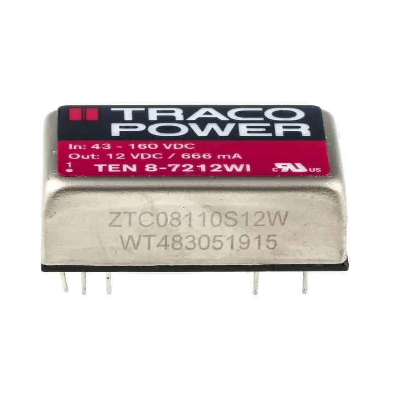 TRACOPOWER 8 Watt Regulated Isolated DC-DC Converter 12V DC Output 666 mA 43-160V DC Input TEN 8-7212WI