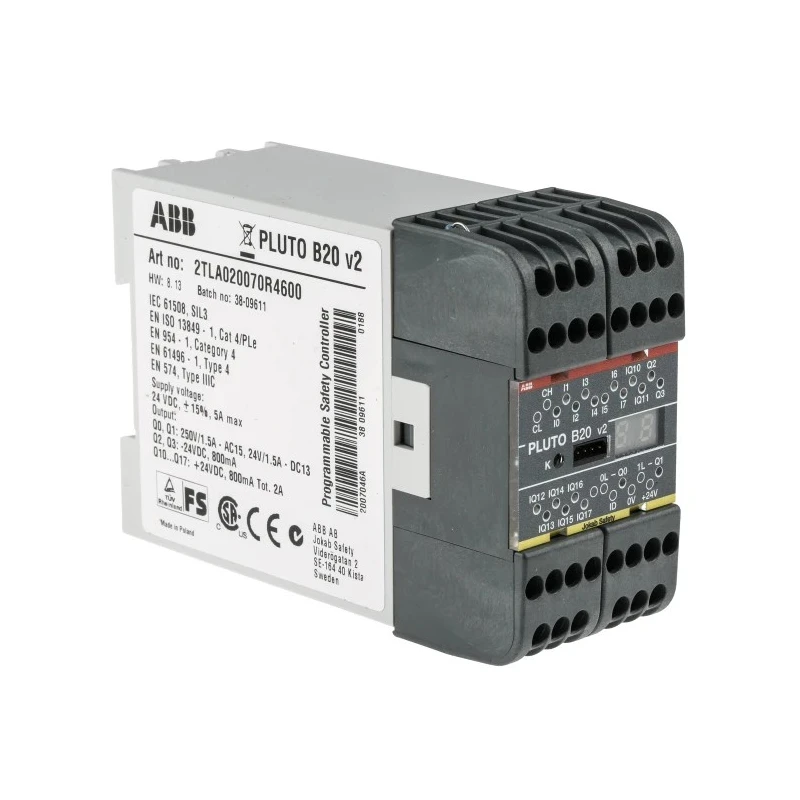 ABB 2TLA Series Safety Controller 8 Safety Inputs 4 Safety Outputs 24V dc 2TLA020070R4600 Pluto B20 v2