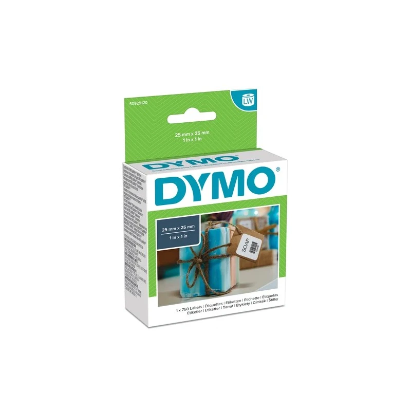 Dymo White Black Print Label Roll 25 mm Width 750 Per Roll S0929120
