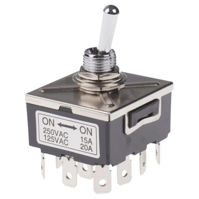 RS PRO Toggle Switch Panel Mount On-On 4PDT Tab Terminal 28 V dc 28 V ac 7346814P