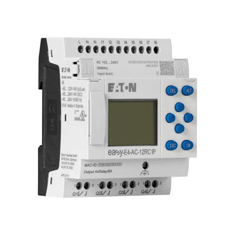 Eaton EasyE4 Series Control Relay 4-Input Analogue, 4 Outputs, Relay Output 264V 8A DIN Rail Mount EASY-E4