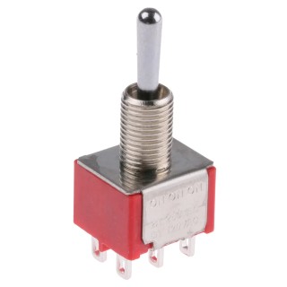 RS PRO Toggle Switch Panel Mount On-On-On DPDT 2A 26 V dc 112 V ac Chrome Plated Brass Actuator 734-7053