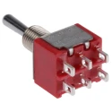 RS PRO Toggle Switch Panel Mount On-On-On DPDT 2A 26 V dc 112 V ac Chrome Plated Brass Actuator 734-7053