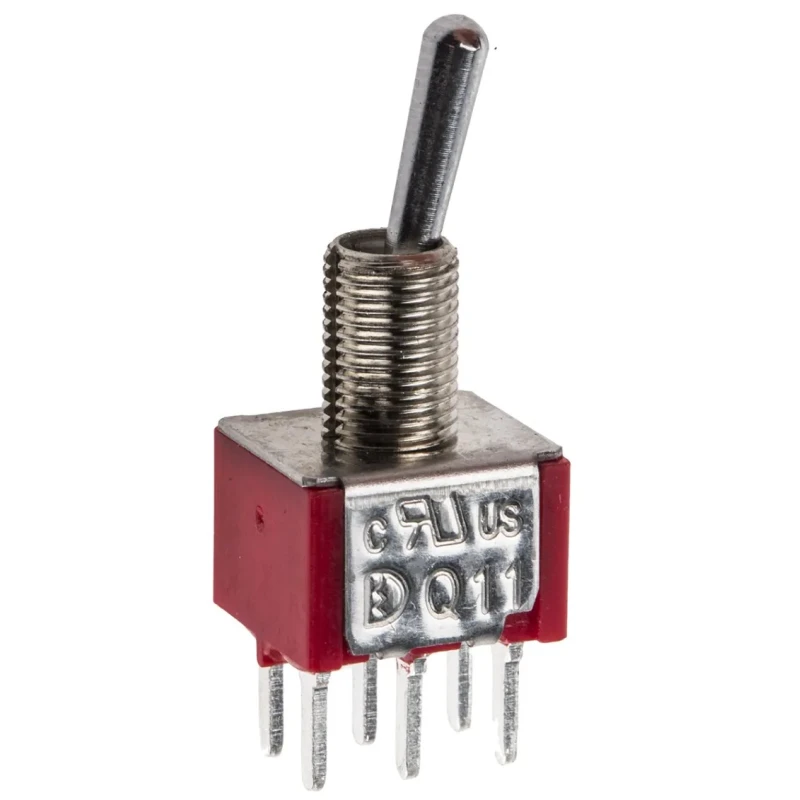 RS PRO Toggle Switch PCB Mount On-None-On DPDT Through Hole Terminal 26 V dc 112 V ac 7347025P