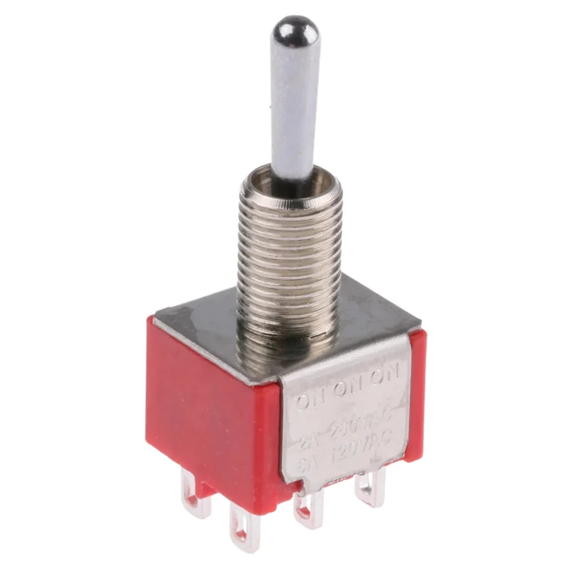 RS PRO Toggle Switch Panel Mount On-On-On DPDT 2A 26V DC 112V AC Chrome Plated Brass Actuator 7347053P