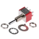 RS PRO Toggle Switch Panel Mount On-On-On DPDT 2A 26V DC 112V AC Chrome Plated Brass Actuator 7347053P