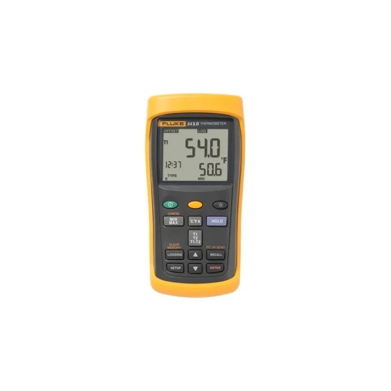 Fluke Type E, K, R, J, N, S, T Probe Handheld Digital Thermometer 1767°C, 2 Inputs, Battery Powered FLUKE-54-2 B 60HZ