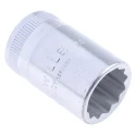STAHLWILLE 1/2 in Drive 17 mm 12 Point Square Socket, Chrome Finish, 38mm Overall Length 03010017