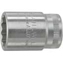 STAHLWILLE 1/2 in Drive 17 mm 12 Point Square Socket, Chrome Finish, 38mm Overall Length 03010017