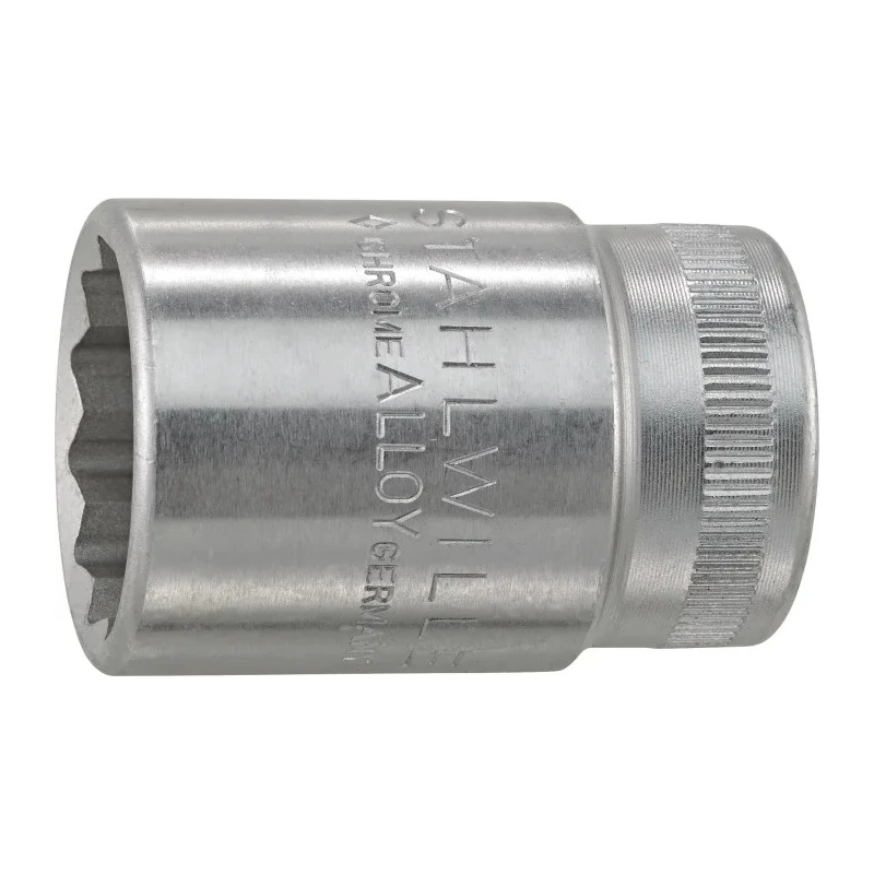 STAHLWILLE 1/2 in Drive 17 mm 12 Point Square Socket, Chrome Finish, 38mm Overall Length 03010017