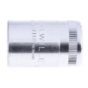 STAHLWILLE 1/2 in Drive 17 mm 12 Point Square Socket, Chrome Finish, 38mm Overall Length 03010017