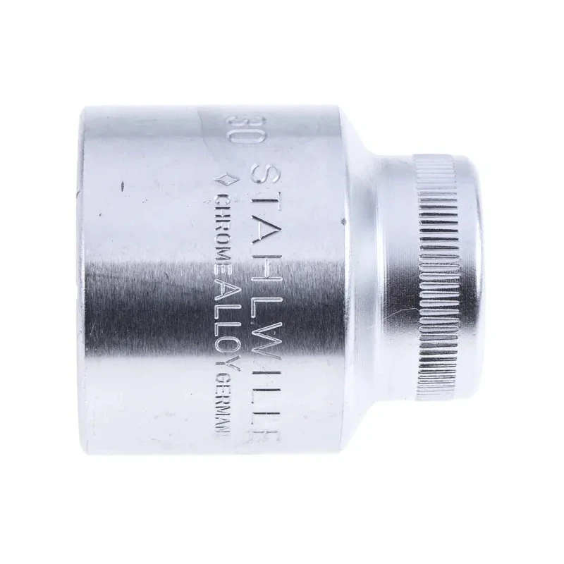 STAHLWILLE 1/2 in Drive 30 mm 12 Point Square Socket Chrome Finish, 45mm Overall Length 03010030