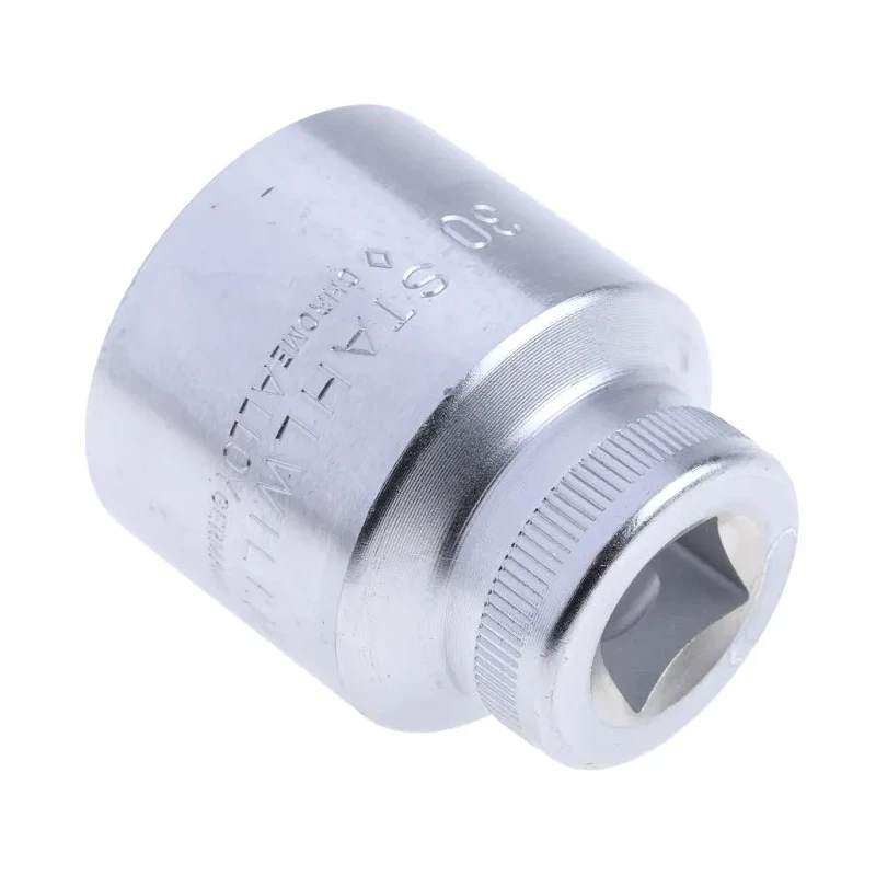 STAHLWILLE 1/2 in Drive 30 mm 12 Point Square Socket Chrome Finish, 45mm Overall Length 03010030