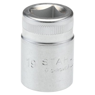 STAHLWILLE 1/2 in Drive 19 mm 12 Point Square Socket Chrome Finish 38mm Overall Length 03010019
