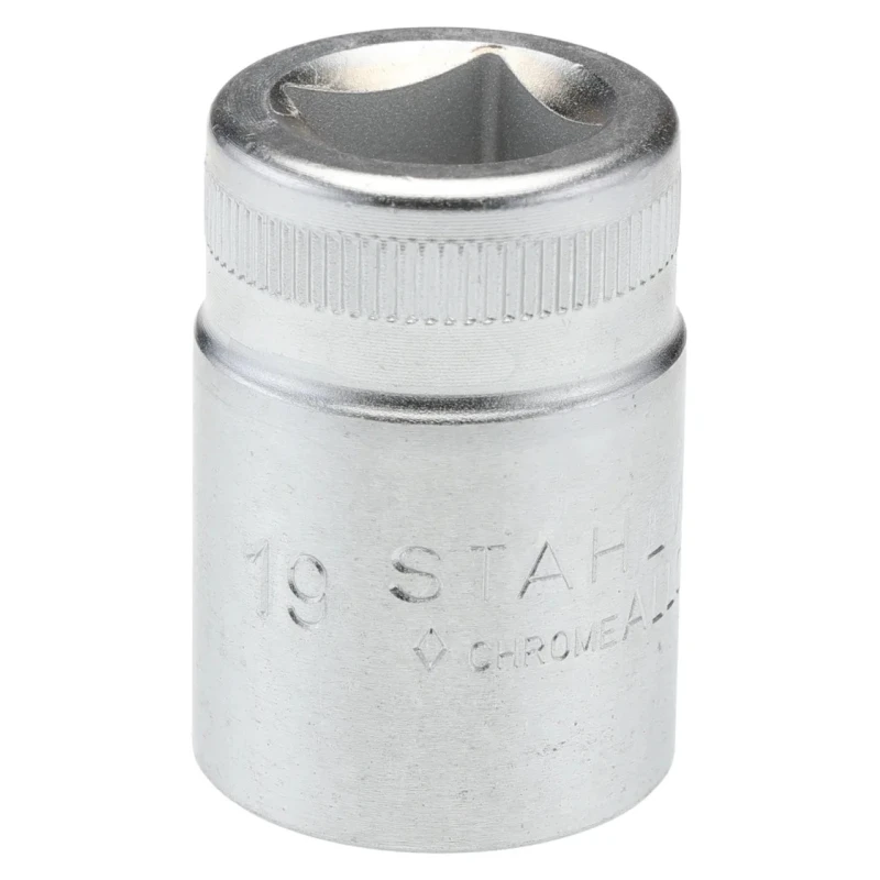STAHLWILLE 1/2 in Drive 19 mm 12 Point Square Socket Chrome Finish 38mm Overall Length 03010019