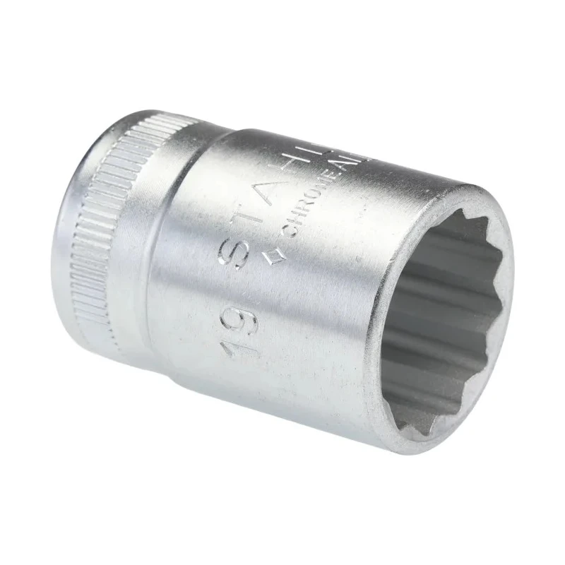 STAHLWILLE 1/2 in Drive 19 mm 12 Point Square Socket Chrome Finish 38mm Overall Length 03010019